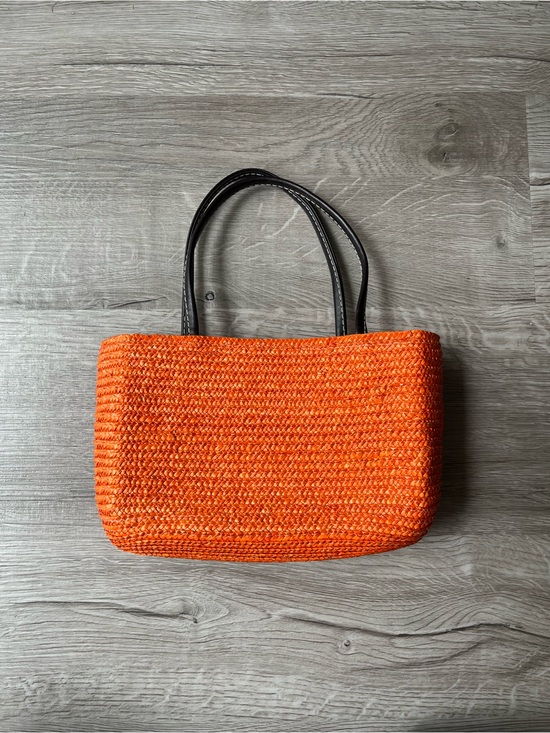 Handbags - Orange Woven Tote Bag